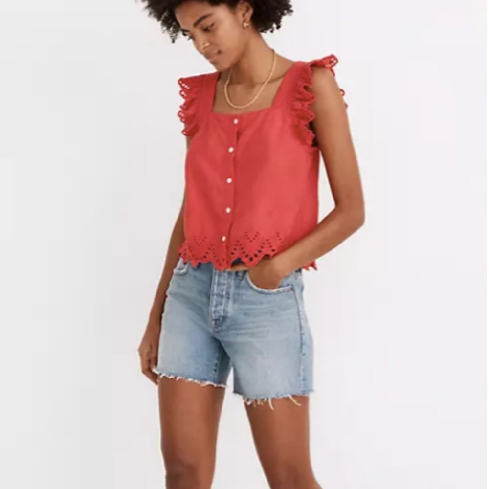 Madewell Red Eyelet Tank Top